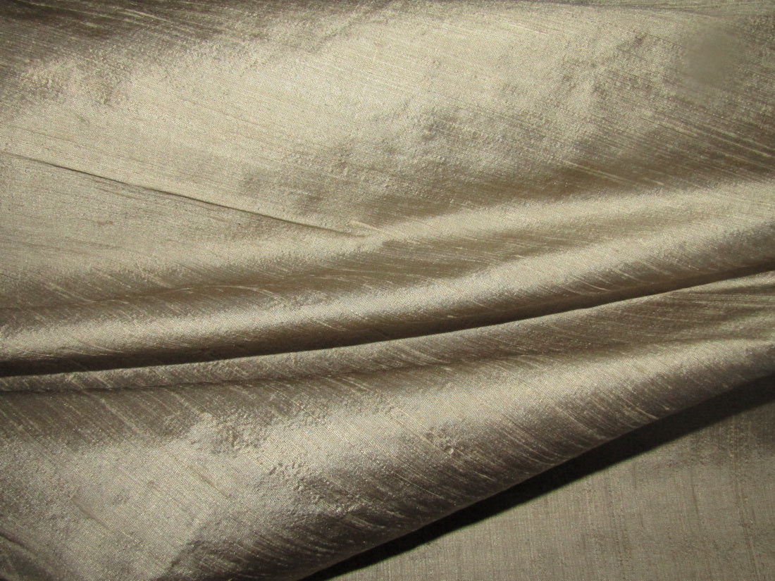 100% Pure Silk Dupion Fabric olive grey 54" WITH SLUBS MM86[1]