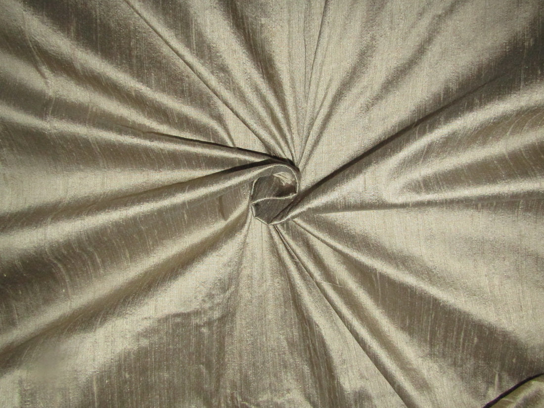 100% Pure Silk Dupion Fabric olive grey 54" WITH SLUBS MM86[1]