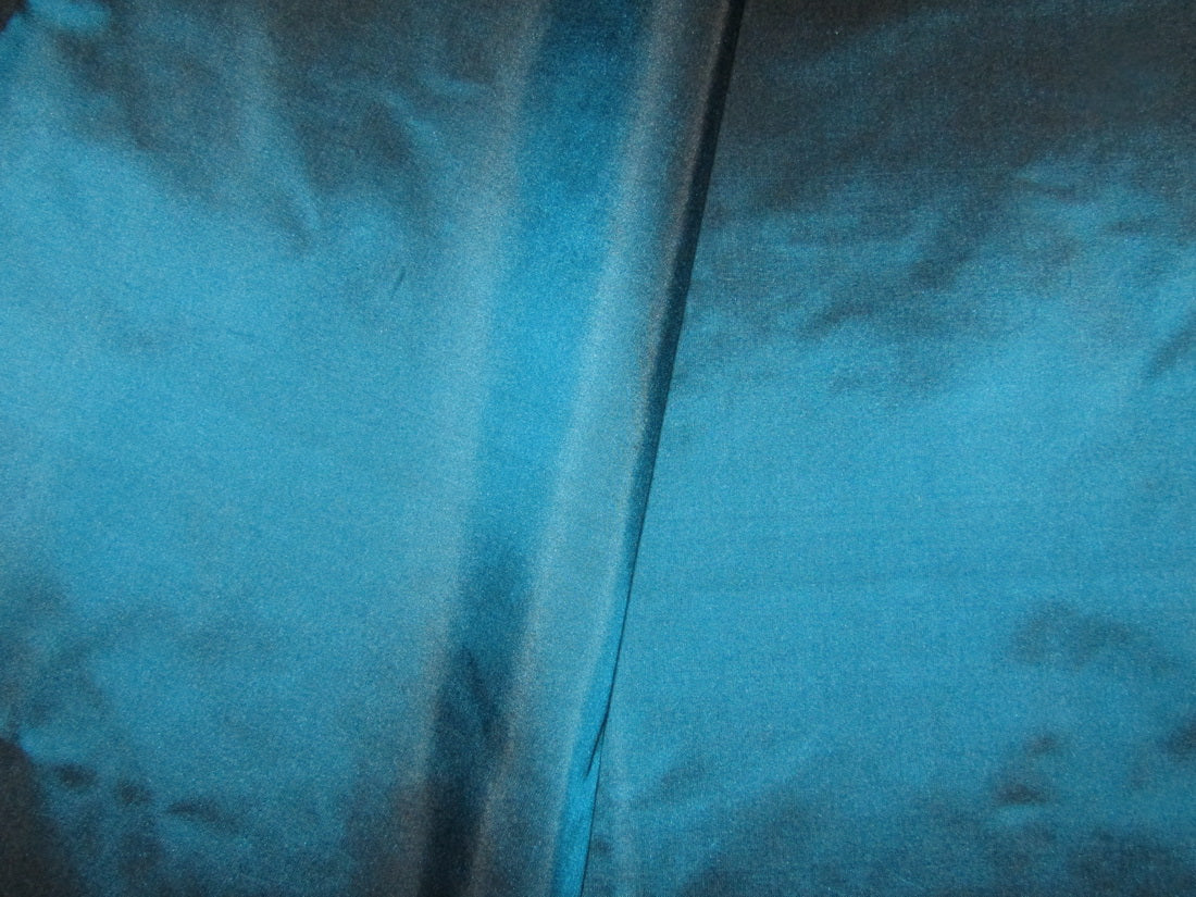 100% Pure Silk Taffeta 32 MOMME blue x black [peacock blue] color 54&quot; wide TAF315[1]