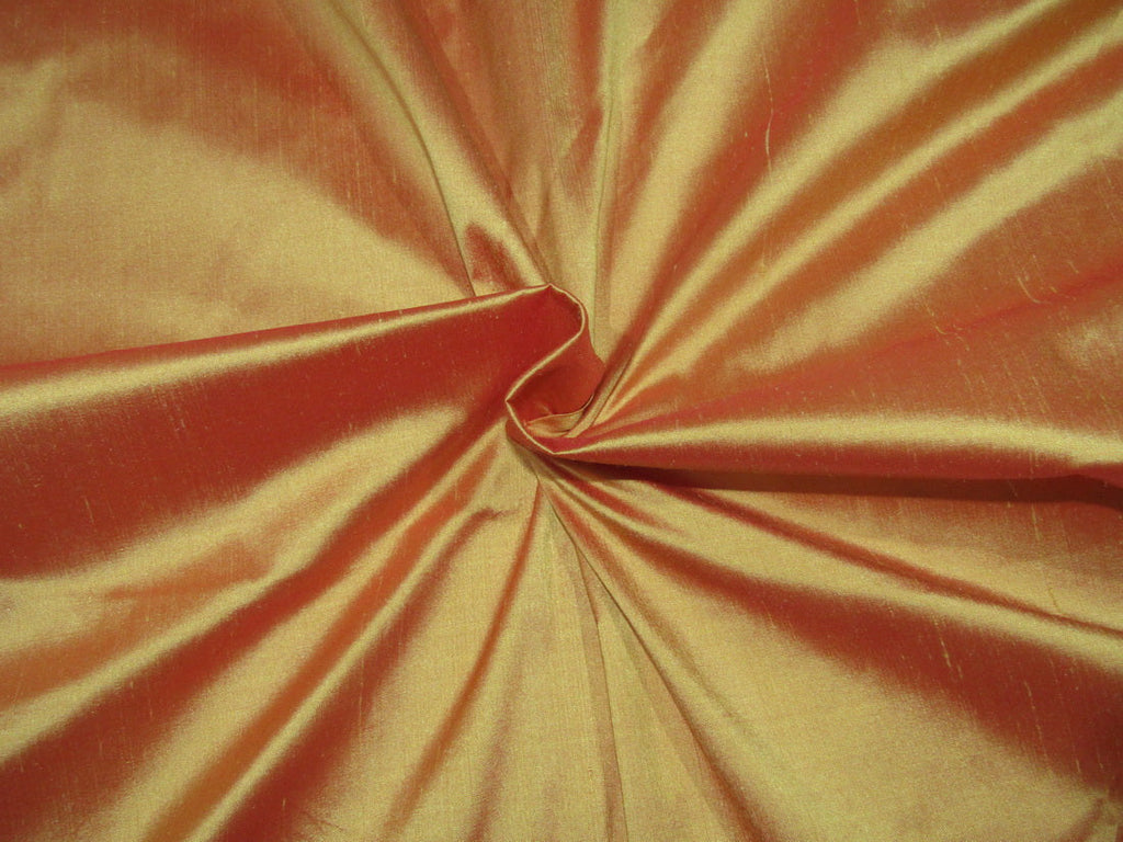 100% Pure silk dupion fabric golden yellow x red color 54" wide DUP288[1]