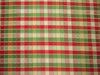 100% PURE SILK DUPIONI FABRIC multi color PLAIDS shades of red green and gold 54" WIDE DUP#C121[1]