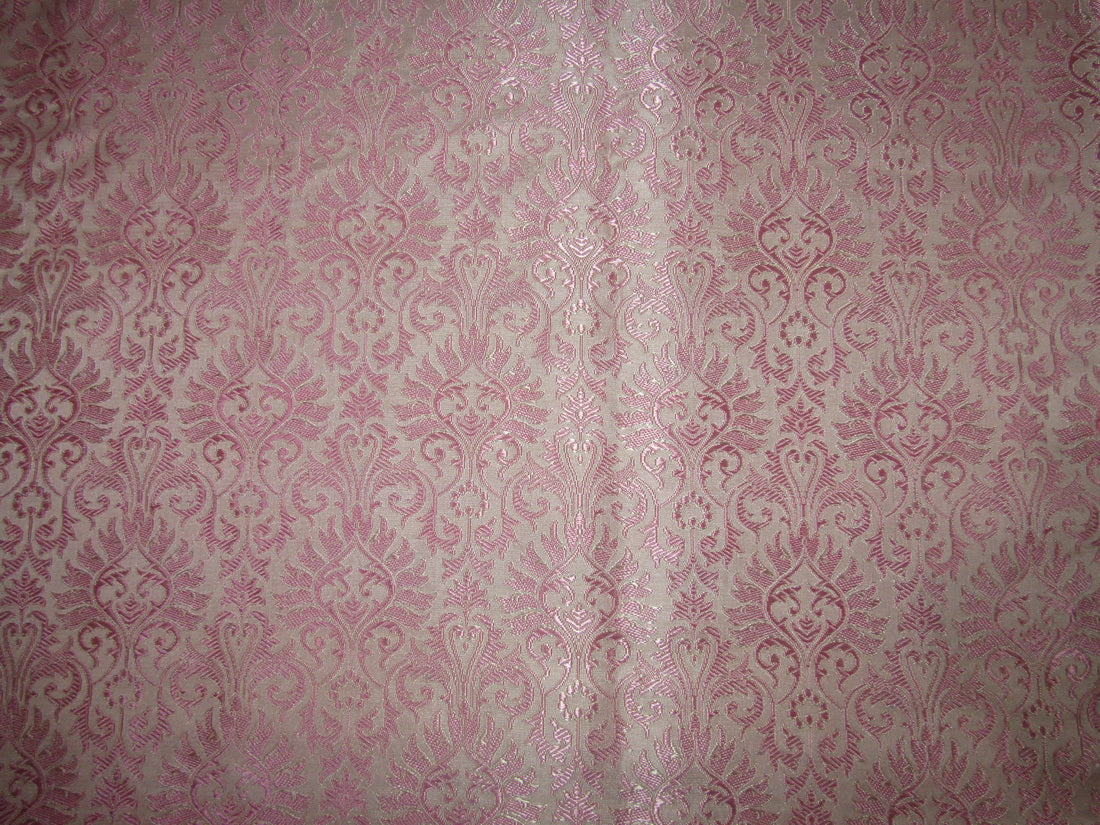 Silk Brocade fabric ivory x pink color 44" wide BRO716[2]