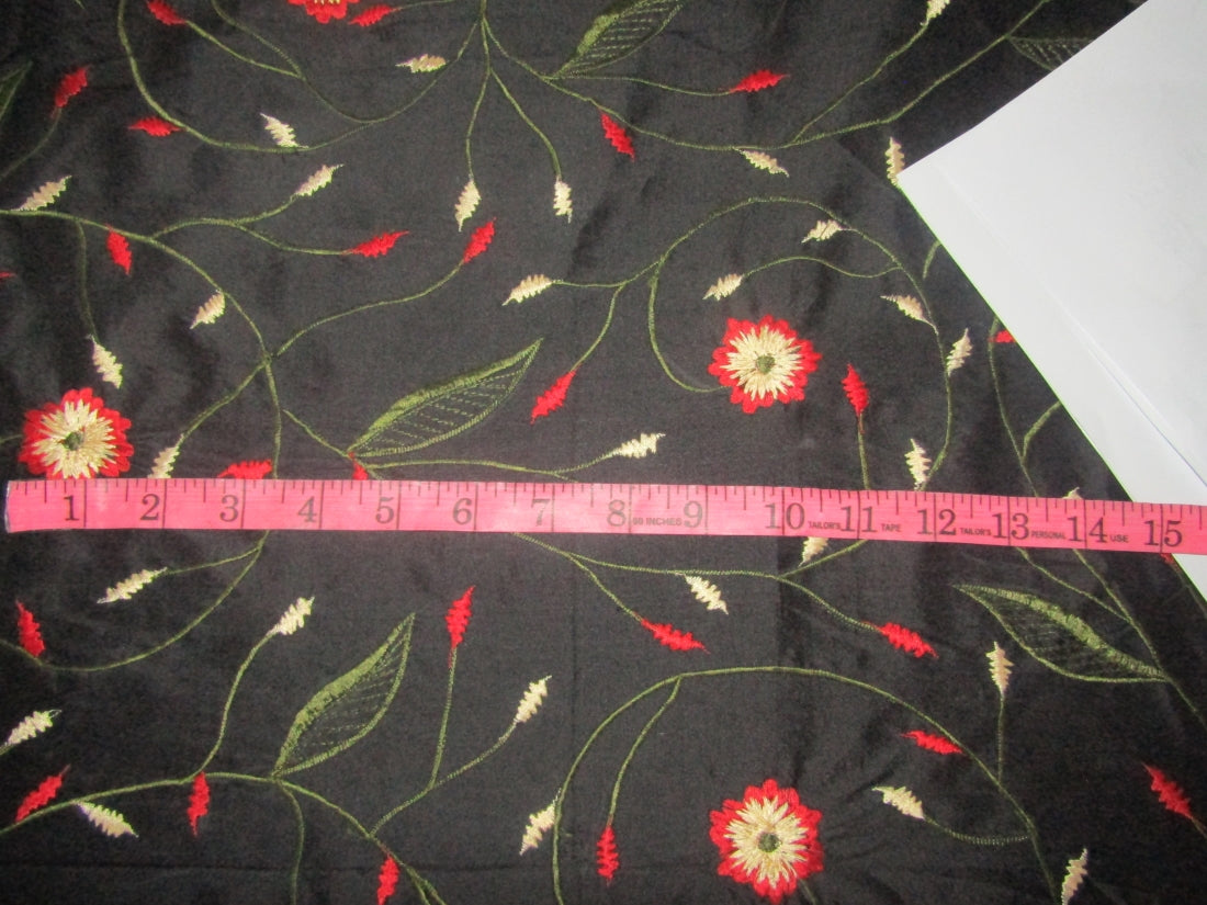 Black Embroidered Dupioni Silk MED-292/11