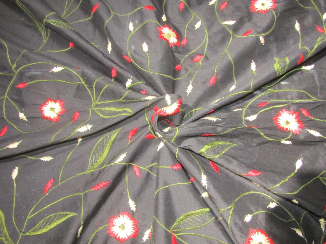 Black 219 Embroidered Dupioni Silk main image 1