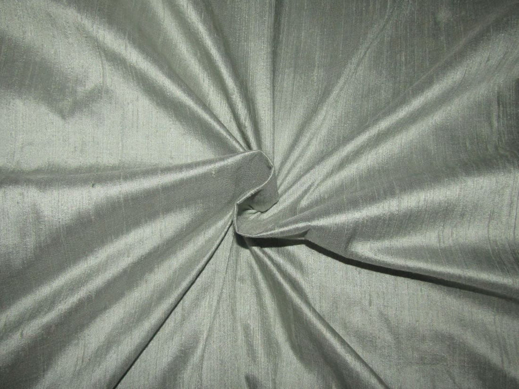 100% pure silk dupioni fabric greeny grey 54&quot; with slubs