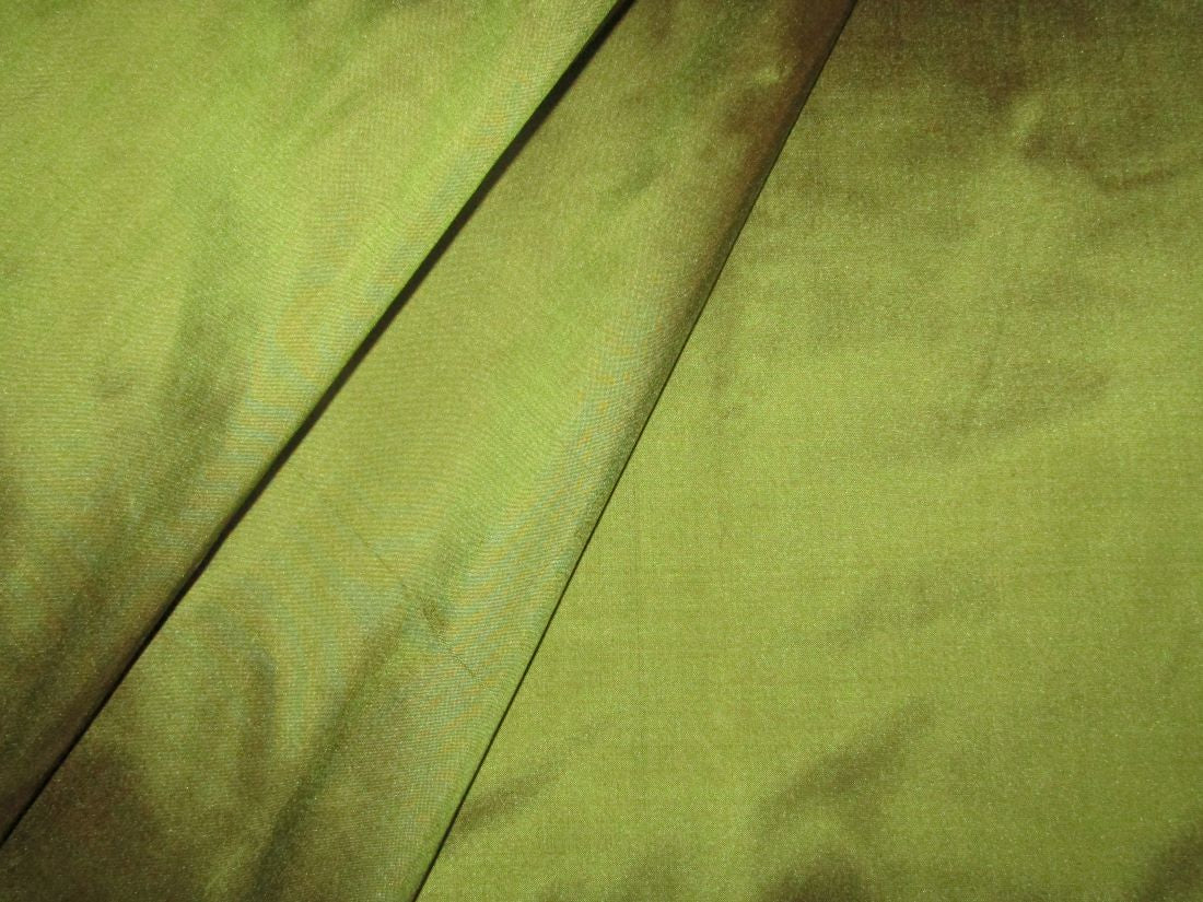 Pure SILK DUPIONI FABRIC green x brown color 54" wide DUP352[1]