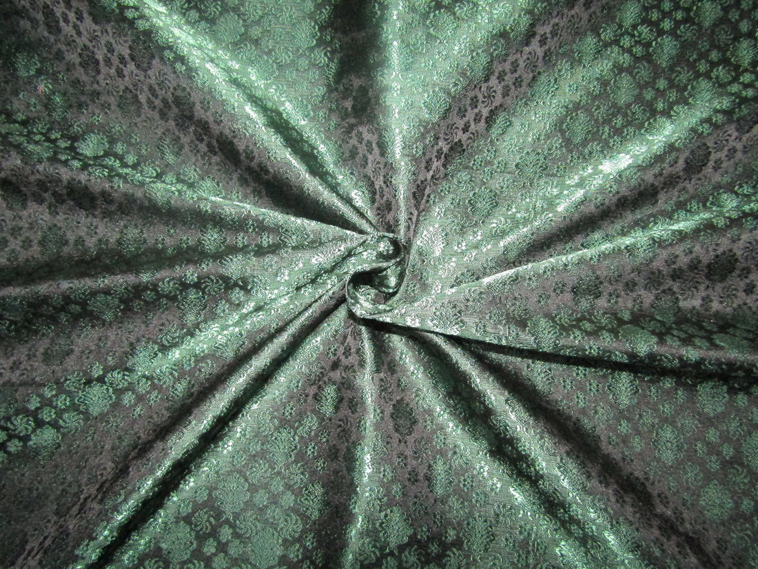 Silk Brocade fabric green x black color 44" wide BRO721[2]