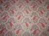 Silk Brocade fabric ivory with pink paisleys color 44" wide BRO722[3]