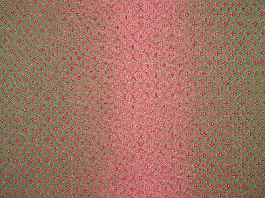 Silk Brocade fabric green x pink 44&quot;