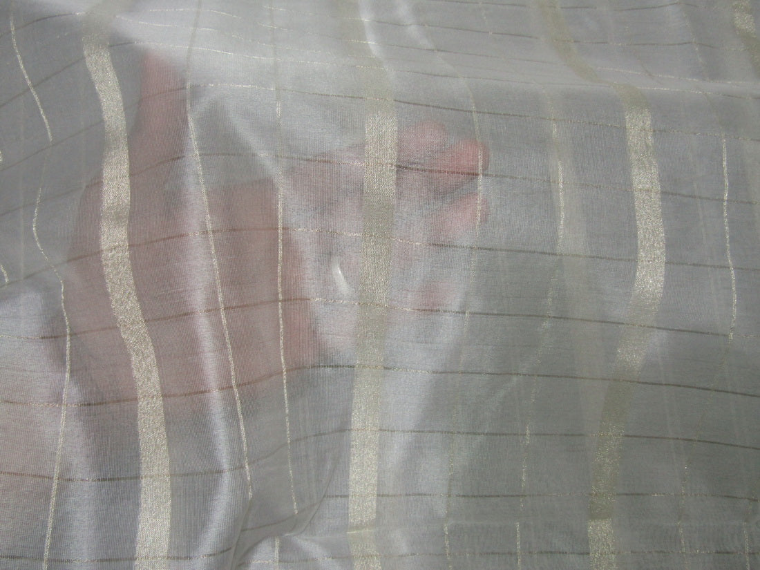 silk organza fabric metallic gold plaids fabric 44&quot;