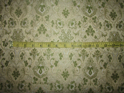 Silk Brocade fabric beige green x metallic gold color 44" wide BRO724[3]