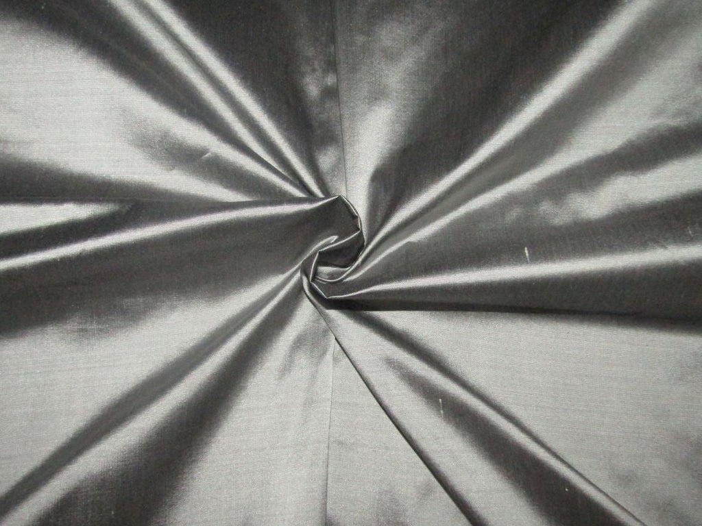 100% Pure Silk TAFFETA Iridescent Silver x Black Color Fabric 54" wide TAF249[2]