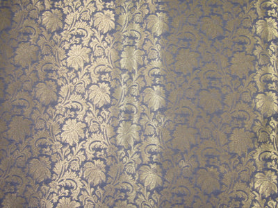 Silk Brocade fabric blueish grey x metallic gold color 44" wide BRO726[4]