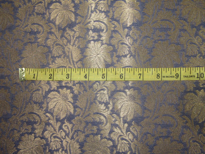 Silk Brocade fabric blueish grey x metallic gold color 44" wide BRO726[4]