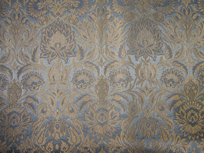 Silk Brocade fabric grey x metallic gold color 44" wide BRO727[4]