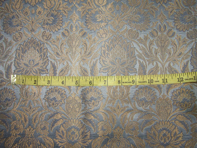 Silk Brocade fabric grey x metallic gold color 44" wide BRO727[4]