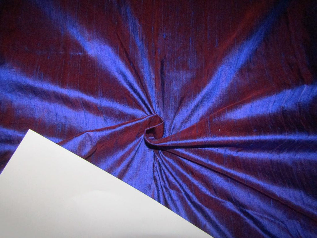 SILK Dupioni Red x Royal blue Shot [purple iridescent] color Fabric 54&quot;wide