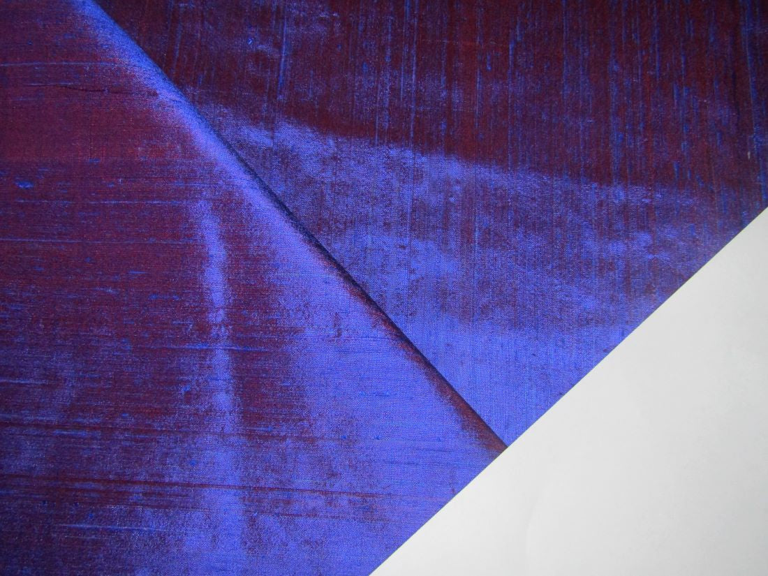 SILK Dupioni Red x Royal blue Shot [purple iridescent] color Fabric 54&quot;wide