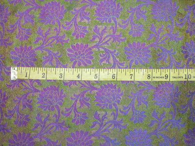 Silk Brocade fabric Semi Sheer Metallic,Green & Purple color 44" wide BRO240[5]