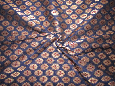 Silk Brocade fabric Semi Sheer Metallic Gold,Dark Red & Navy Blue 1.45 yards BRO237[3]