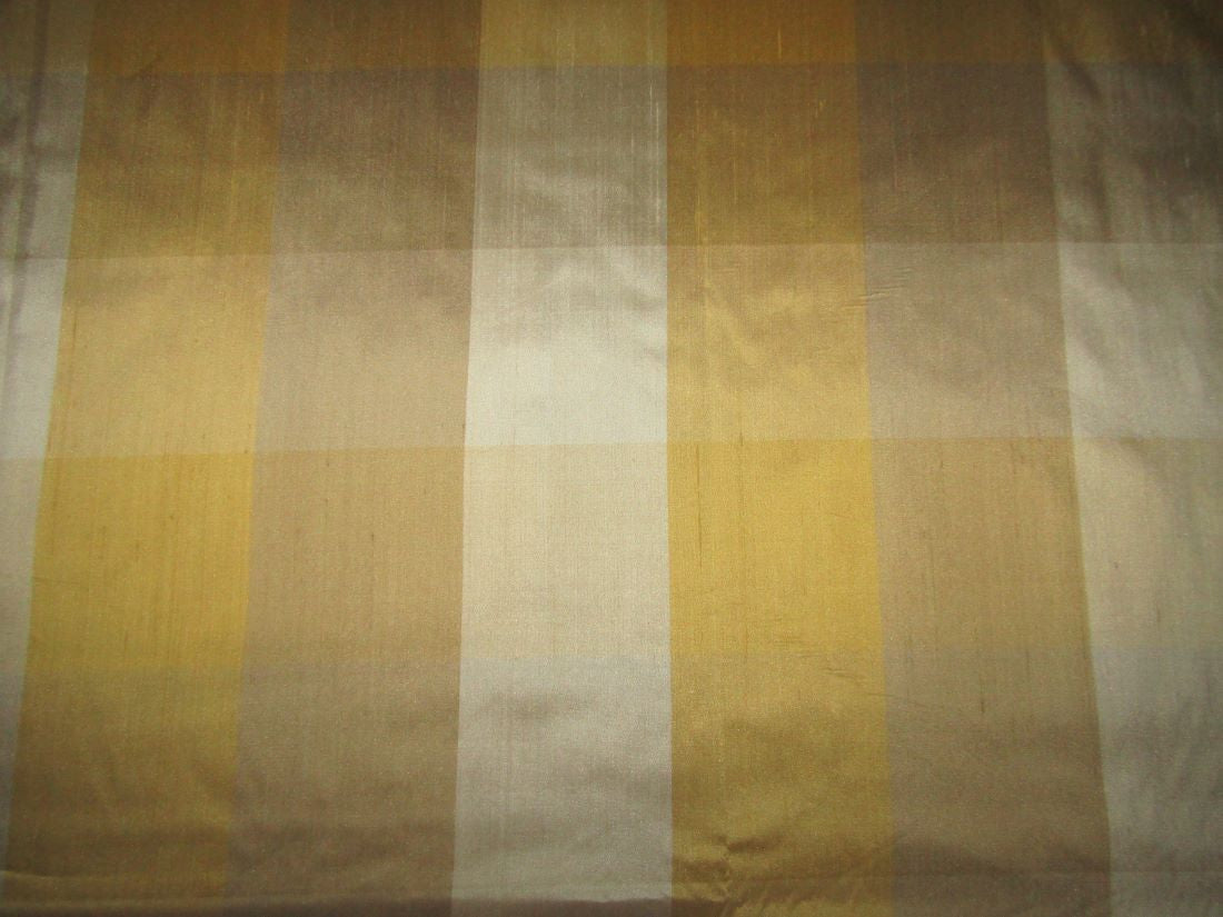 100% PURE SILK DUPIONI  multi color shades of golds & more FABRIC PLAIDS 54&quot; wide DUPC114[2]