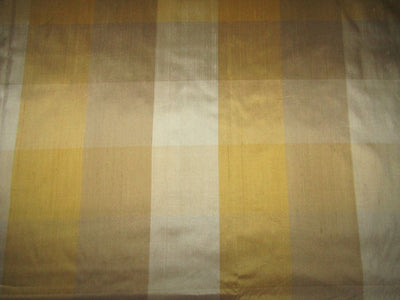 100% PURE SILK DUPIONI  multi color shades of golds & more FABRIC PLAIDS 54" wide DUPC114[2] [11602]