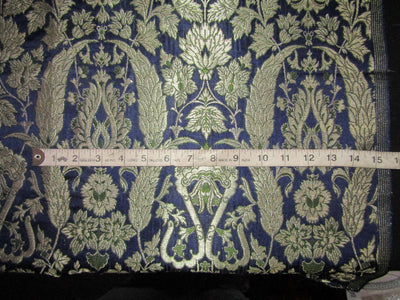 Heavy Silk Brocade Fabric Green,Navy Blue & Metallic Gold 89 CMS BRO245[3]