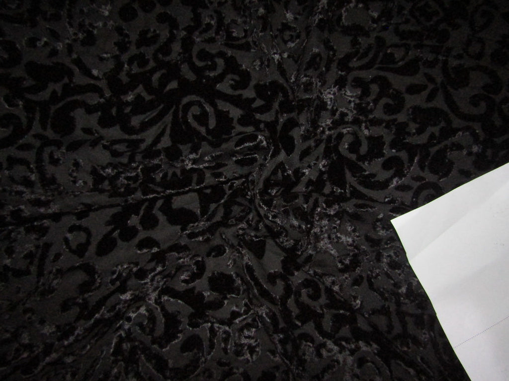 Black Devore Polyester Viscose Burnout Velvet fabric ~ 44&quot; wide[10216]