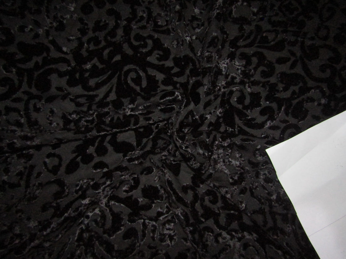 Black Devore Polyester Viscose Burnout Velvet fabric ~ 44&quot; wide[10216]