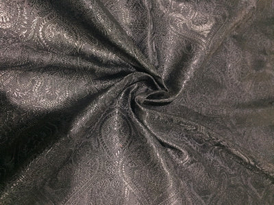 Silk Brocade fabric JET BLACK 44 &quot; wide