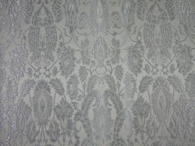 Silk Brocade fabric paisleys ivory and metallic silver color 36" wide BRO729[2]