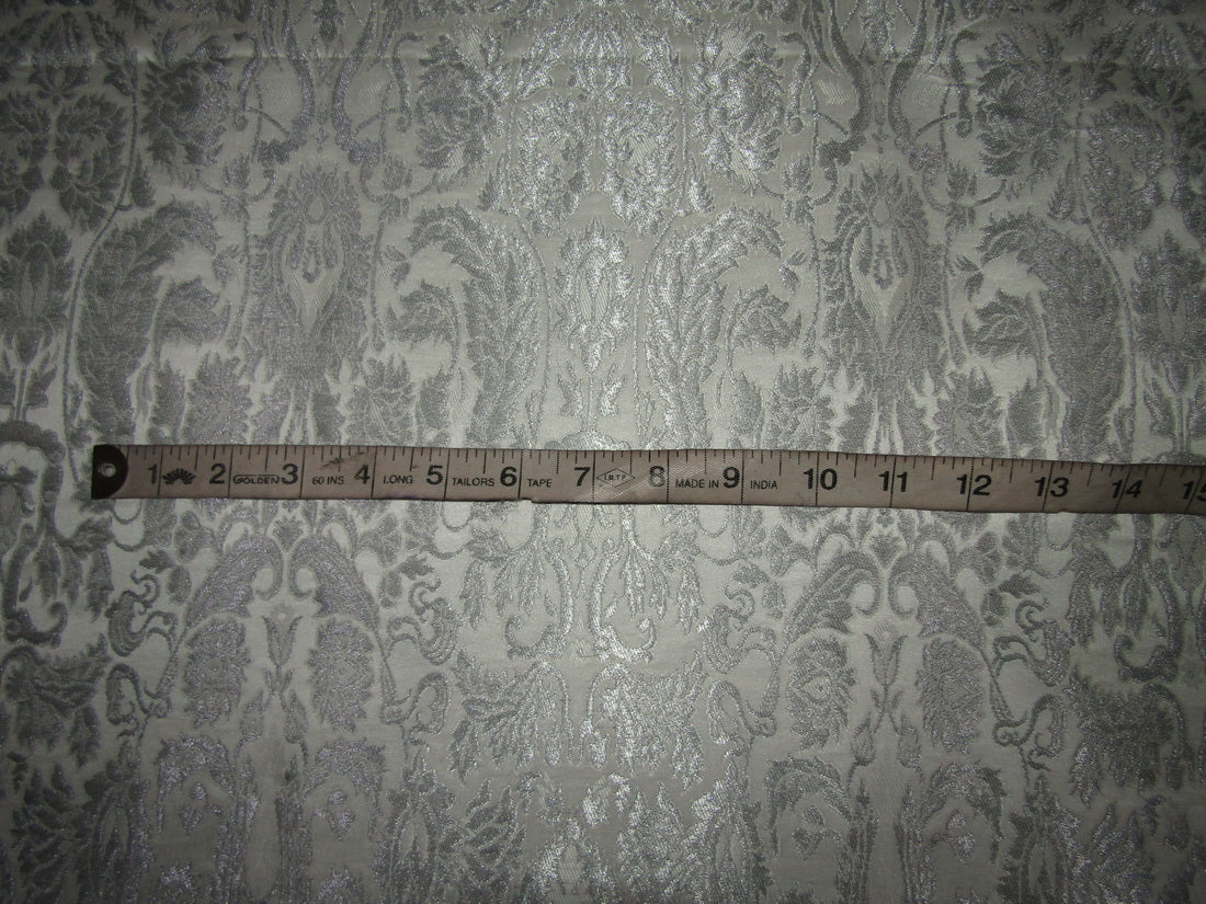 Silk Brocade fabric paisleys ivory and metallic silver color 36" wide BRO729[2]