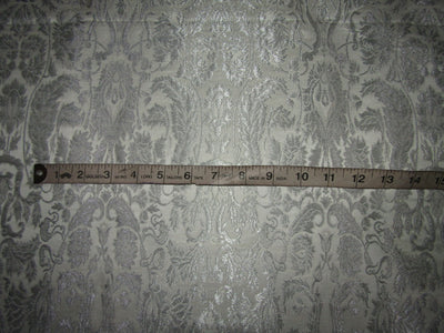 Silk Brocade fabric paisleys ivory and metallic silver color 36" wide BRO729[2]