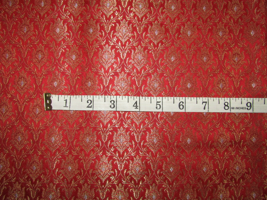 Silk Brocade fabric red, metallic gold and metallic silver color 44" wide BRO730[3]