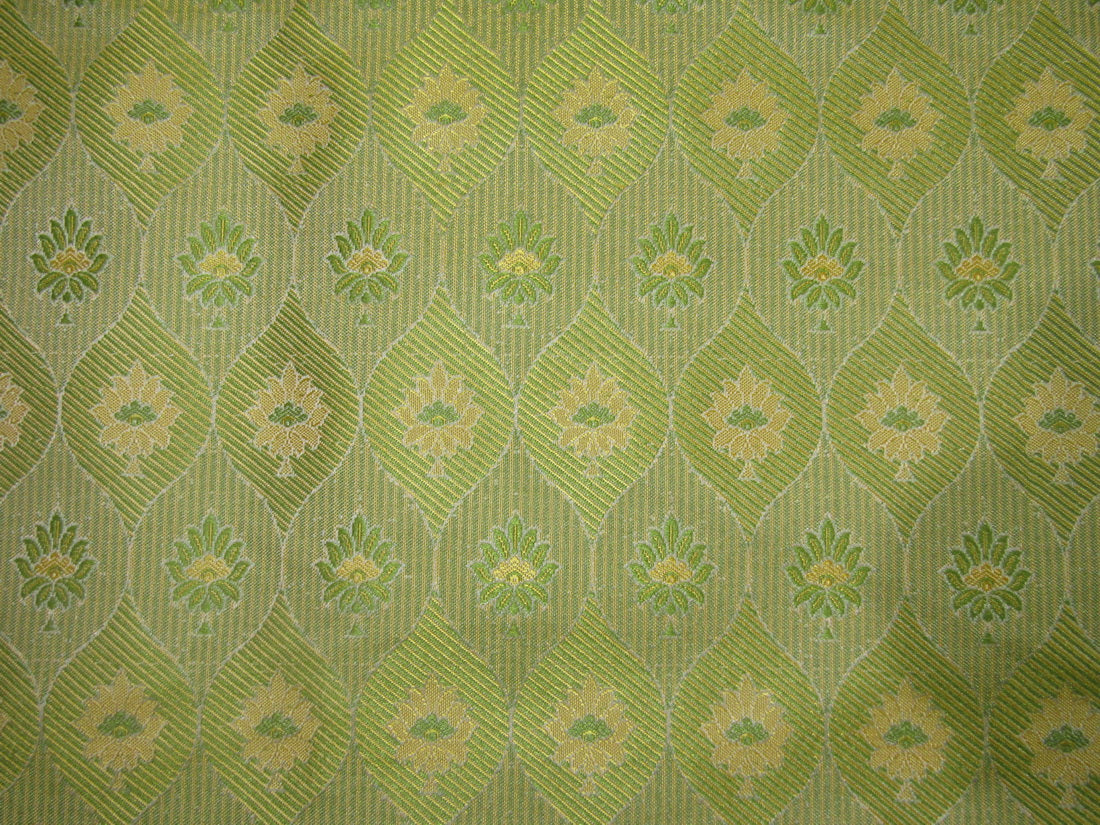 Silk Brocade fabric green and yellow color 44" wide BRO731[3]