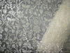Ivory x Silver Lurex Devore Polyester Burnout Velvet fabric 44" wide [10238]