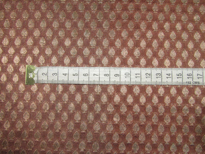 Silk Brocade Fabric Dark Maroonish Red & Metallic Gold color 44" wide BRO184[7]