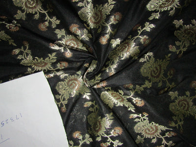 Silk Brocade fabric black x metallic gold color 44" wide BRO736[1]