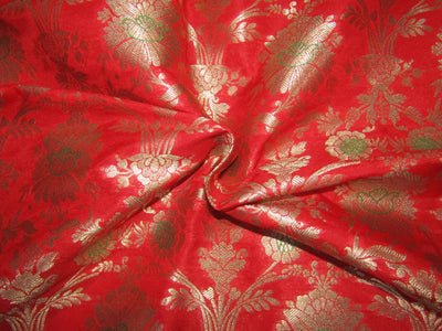 Silk Brocade fabric RED x metallic gold color 44" wide BRO736[4]
