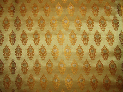 Silk Brocade fabric mustard gold color 44" wide BRO737[3]