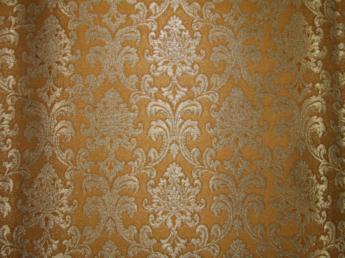 Silk Brocade fabric mustard x metallic gold color 44" wide BRO740[2]