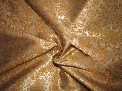 Silk Brocade fabric mustard x metallic gold color 44" wide BRO740[2]