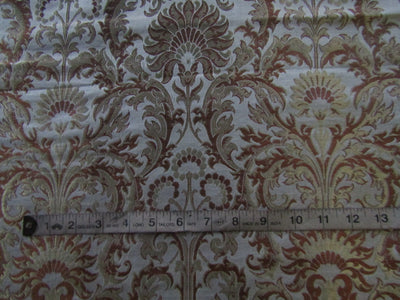 Heavy Silk Brocade Fabric ivory brown & Metallic Gold 36" wide BRO244[5]