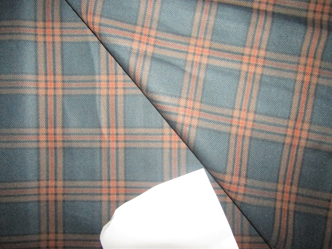 Light weight premium tweed Suiting teal and tan plaids Fabric 58&quot; wide