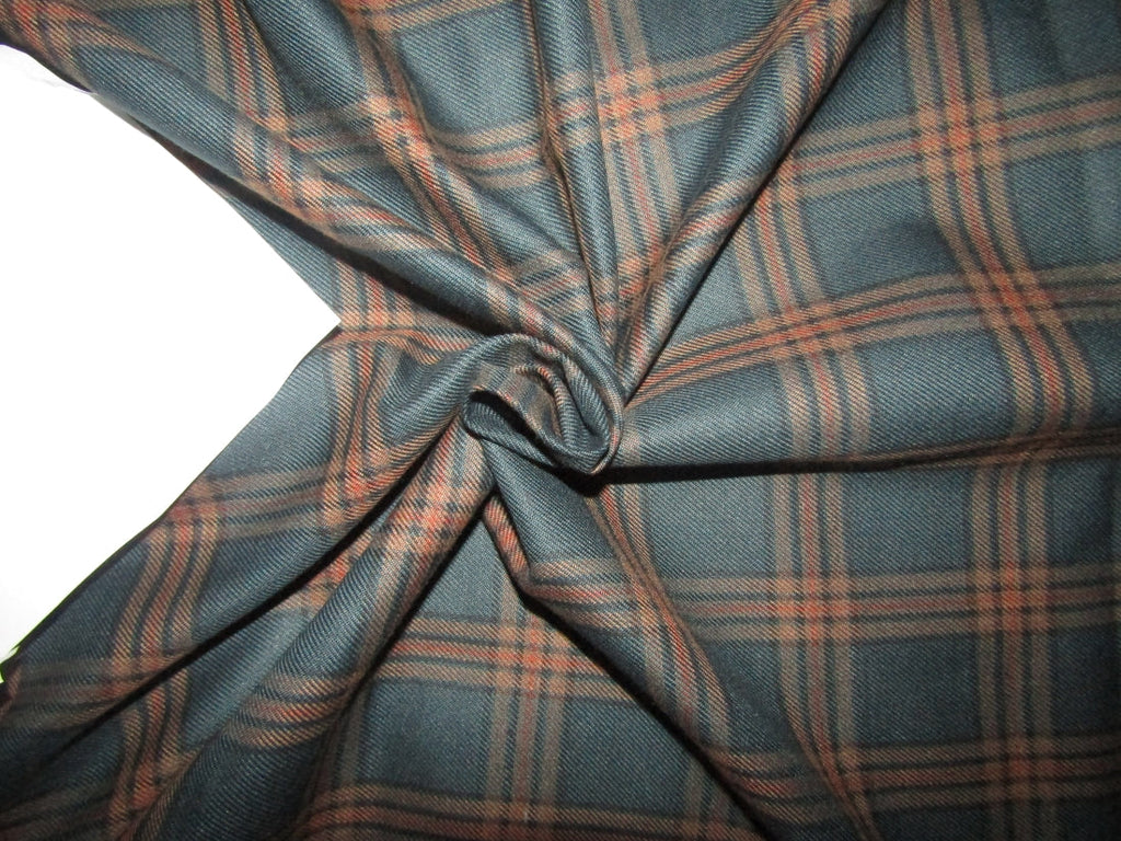 Light weight premium tweed Suiting teal and tan plaids Fabric 58&quot; wide