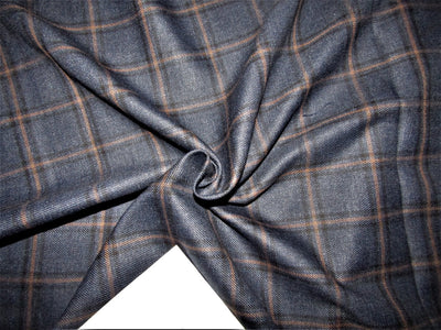 Light weight premium tweed Suiting denim blue and tan plaids Fabric 58&quot; wide