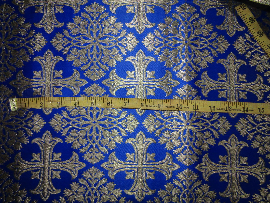 Silk Brocade fabric VESTMENT royal blue x gold color 44" wide BRO743[3]