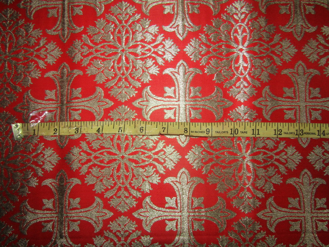 Silk Brocade fabric VESTMENT red x gold color 44" wide BRO743[4]