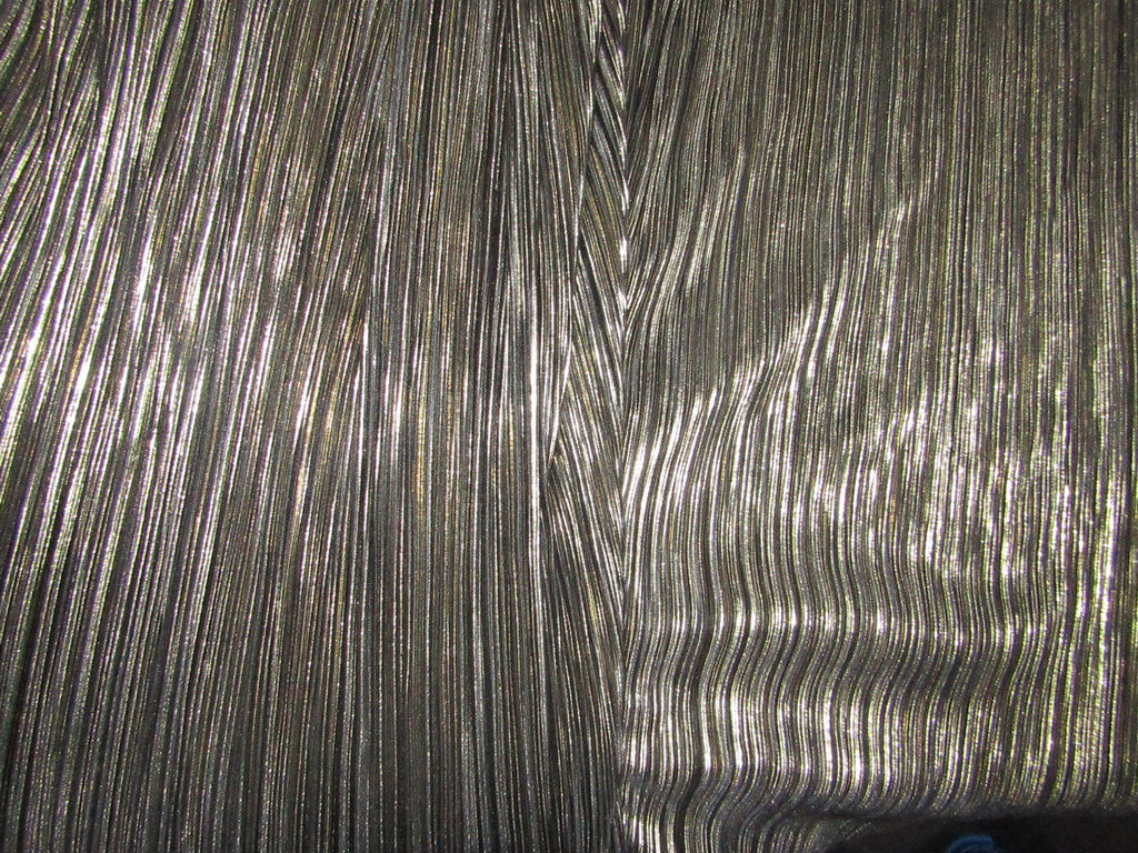Black x Gold Lurex Pleated Fabric ~ 58&quot; wide