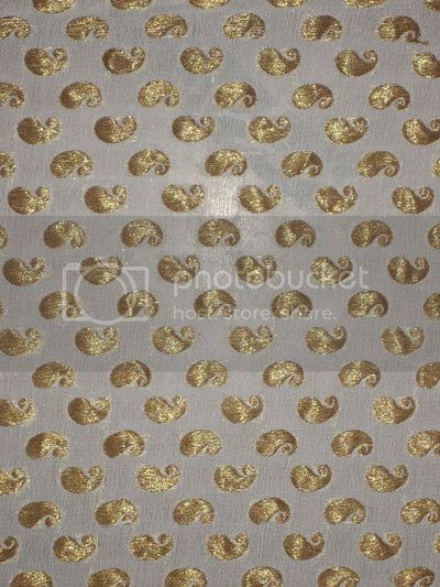 Ivory Silk Georgette Fabric with Subtle Metallic Gold jacquard